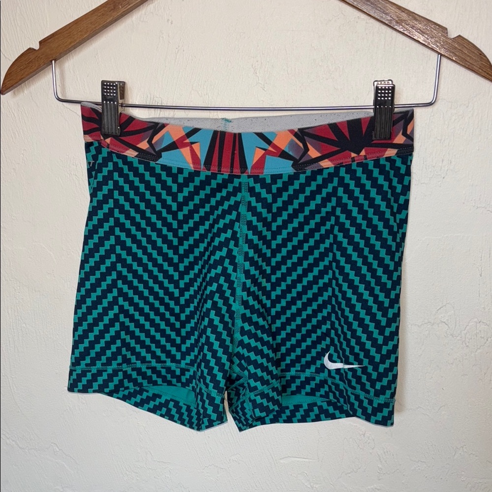 Nike Teal and Navy Zigzag Shorts